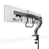 StarTech.com Desk Mount Dual Monitor Arm with Crossbar, Up To 27" Displays, VESA 75x75/100x100, Max 33lb/15kg, C-Clamp, Fully Articulating, Mechanical Spring, TAA
