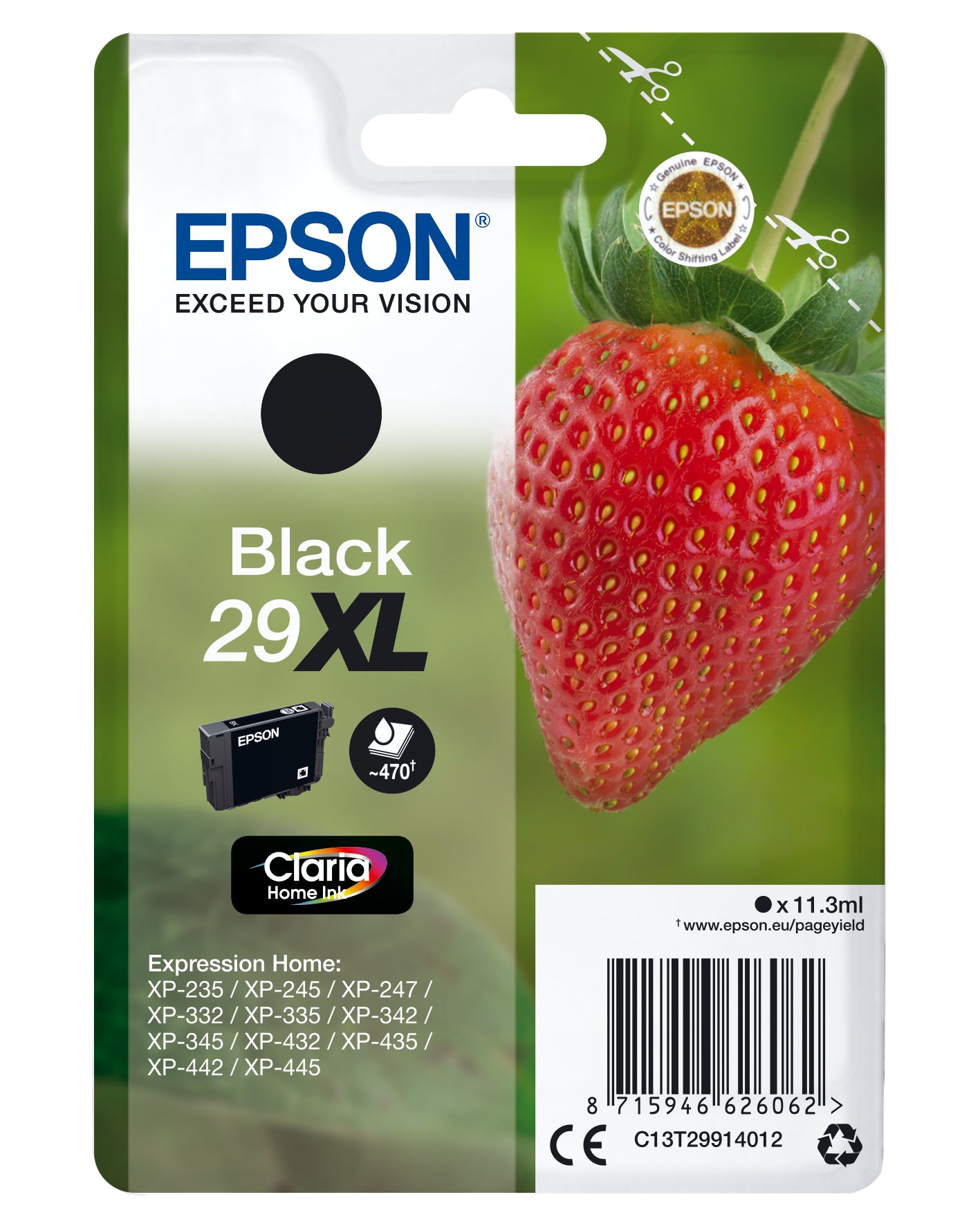 Epson C13T29914012/29XL Ink cartridge black high-capacity, 470 pages ISO/IEC 19752 11,3ml for Epson XP 235/335