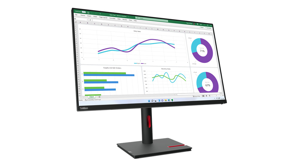 Lenovo ThinkVision T32h-30 LED display 80 cm (31.5") 2560 x 1440 pixels Quad HD Black  - Monitors & Accessories - Lenovo