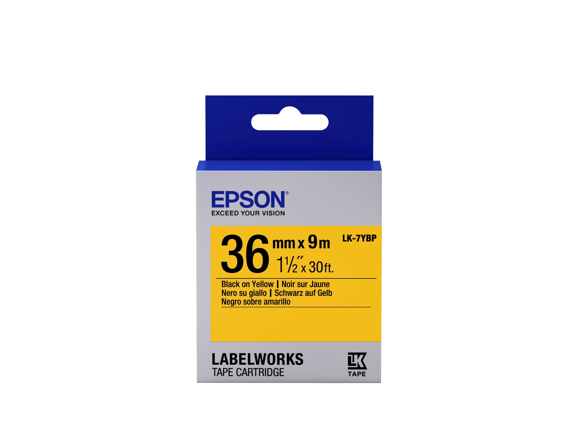 Epson C53S657005/LK-7YBP DirectLabel-etikettes black on yellow 36mm x 9m for Epson LabelWorks 4-36mm  - Printers & Scanners - Epson