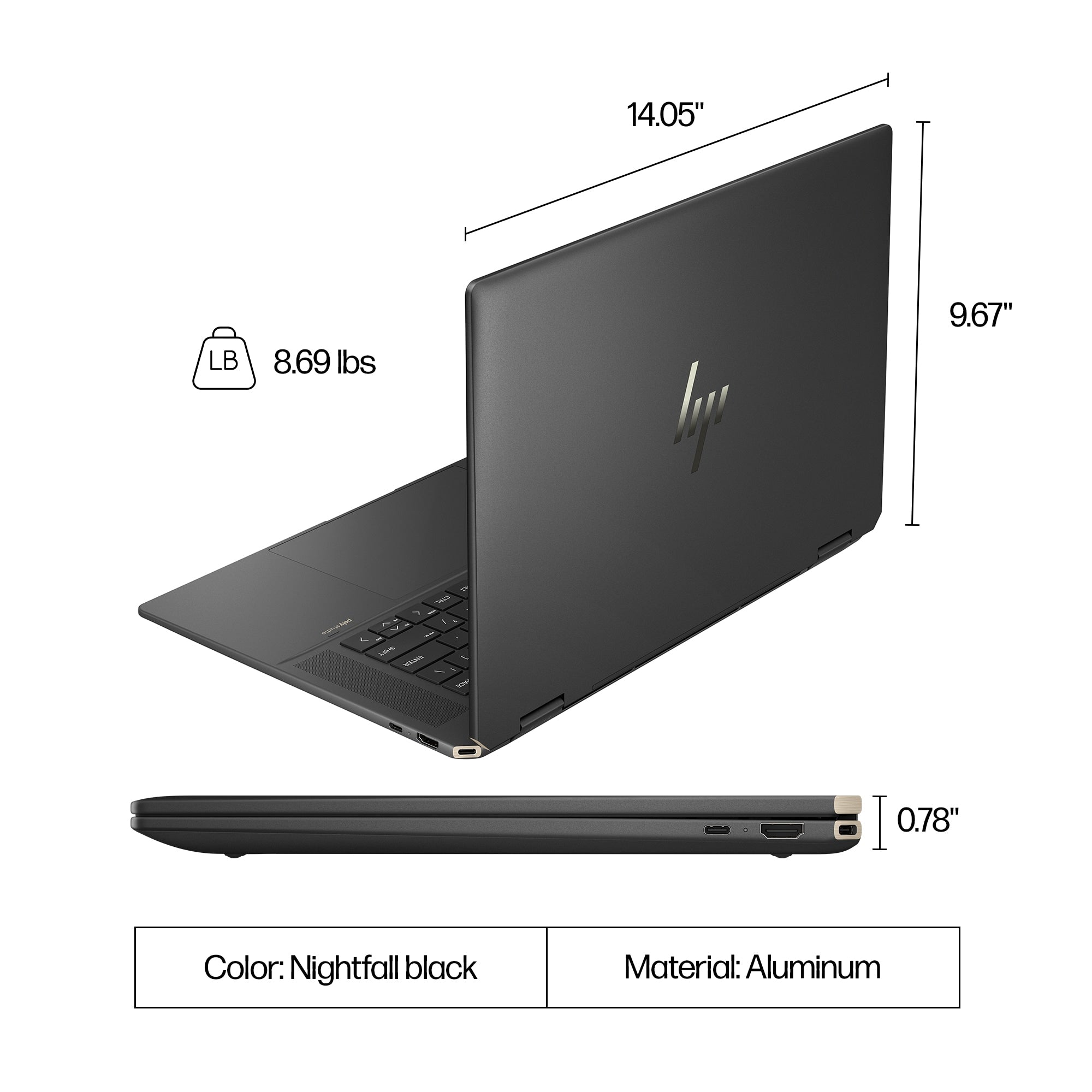 HP Spectre x360 16-aa0004na Intel Core Ultra 7 155H Hybrid (2-in-1) 40.6 cm (16") Touchscreen 2.8K 16 GB LPDDR5x-SDRAM 1 TB SSD Wi-Fi 7 (802.11be) Windows 11 Home Black  - Computers - HP