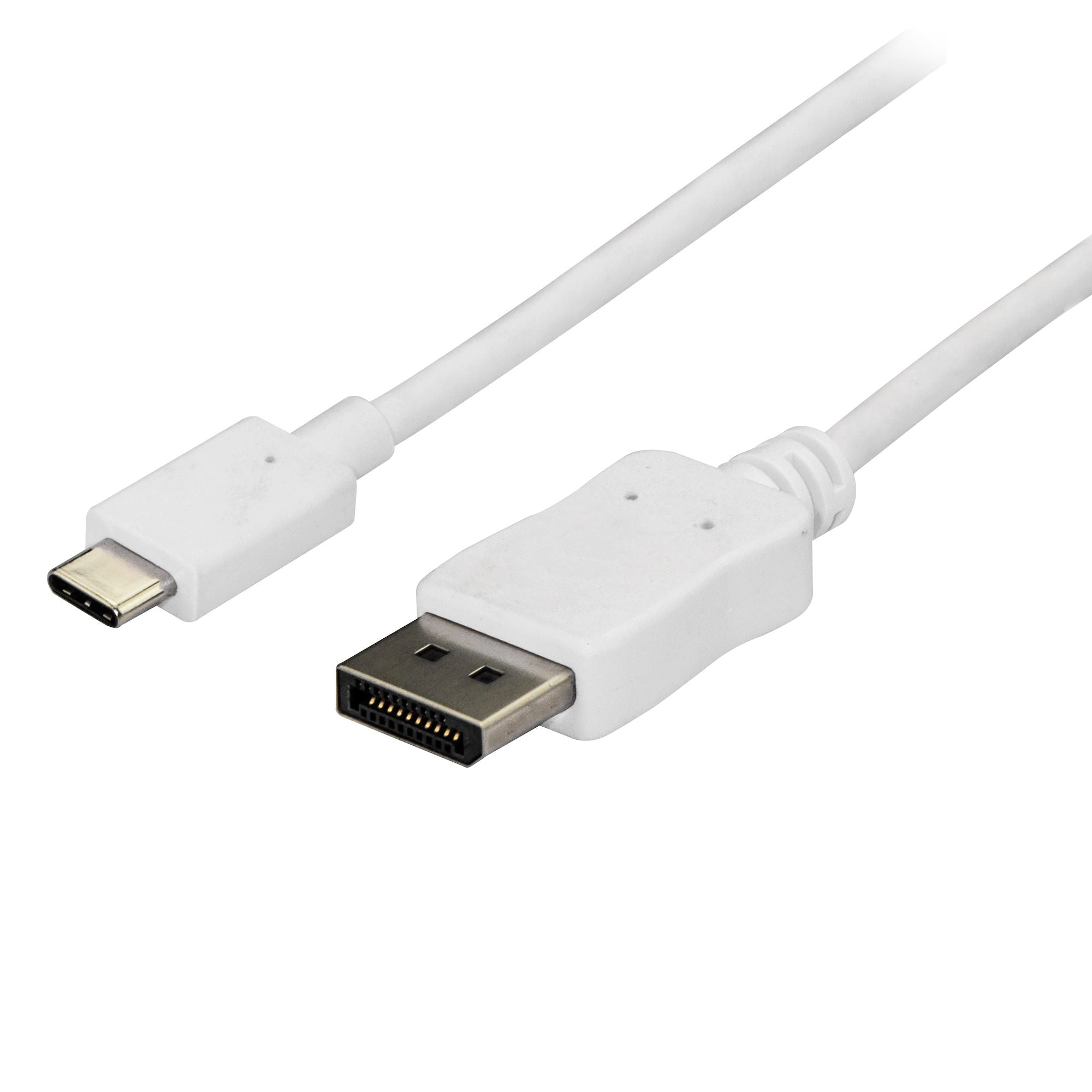 StarTech.com 6ft/1.8m USB C to DisplayPort 1.2 Cable 4K 60Hz - USB-C to DisplayPort Adapter Cable HBR2 - USB Type-C DP Alt Mode to DP Monitor Video Cable - Works w/ Thunderbolt 3 - White  - Computer Cables - StarTech.com