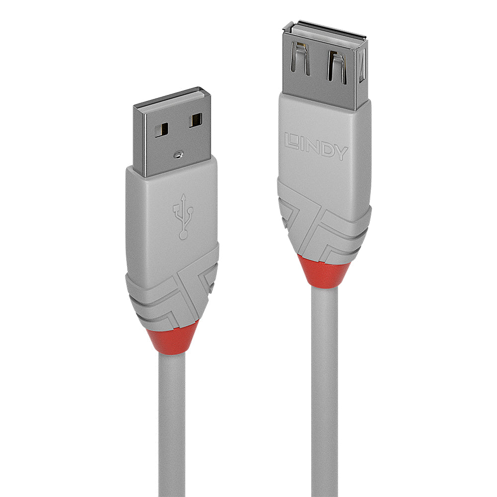 Lindy 2m USB 2.0 Type A Extension Cable, Anthra Line, Grey  - Computer Cables - Lindy