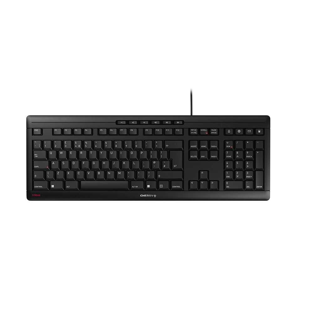 CHERRY STREAM KEYBOARD Corded Keyboard, Black, USB (QWERTY - UK)  - Data Input Devices - CHERRY