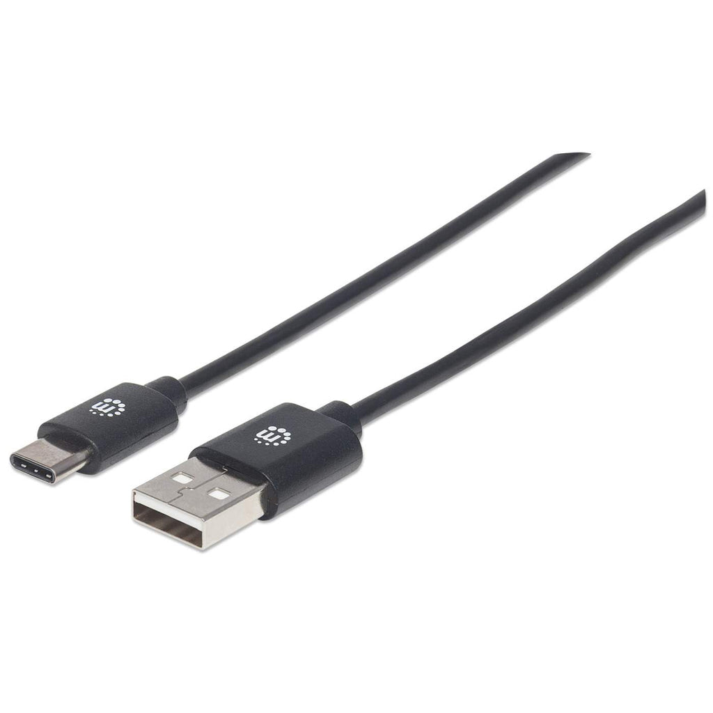 Manhattan USB-C to USB-A Cable, 2m, Male to Male, Black, 480 Mbps (USB 2.0), Equivalent to USB2AC2M, Hi-Speed USB, Lifetime Warranty, Polybag