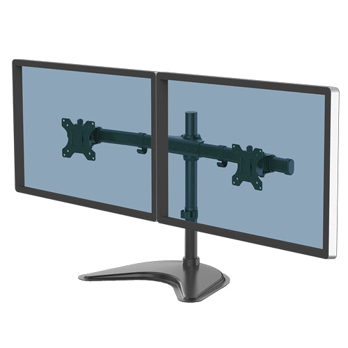 Fellowes Seasa Dual Monitor Arm - Freestanding Monitor Mount for 8KG 27 inch Screens - Ergonomic Adjustable Monitor Arm - Tilt 45° Pan 120° Rotation 360°, VESA 75 x 75/100 x 100 - Black  - Monitors & Accessories - Fellowes