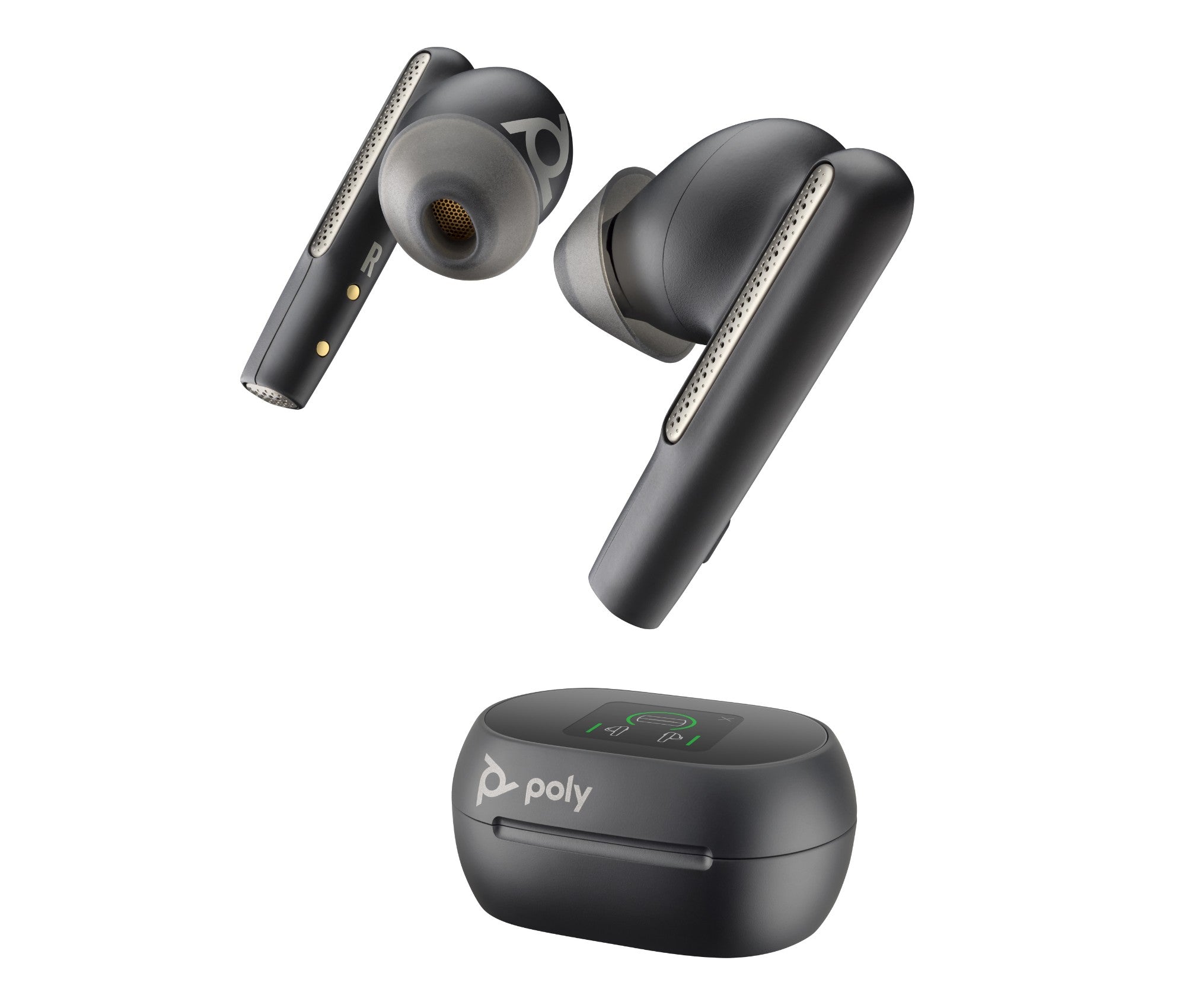 POLY Voyager Free 60+ UC Carbon Black Earbuds +BT700 USB-A Adapter +Touchscreen Charge Case  - AV & Photo - Poly