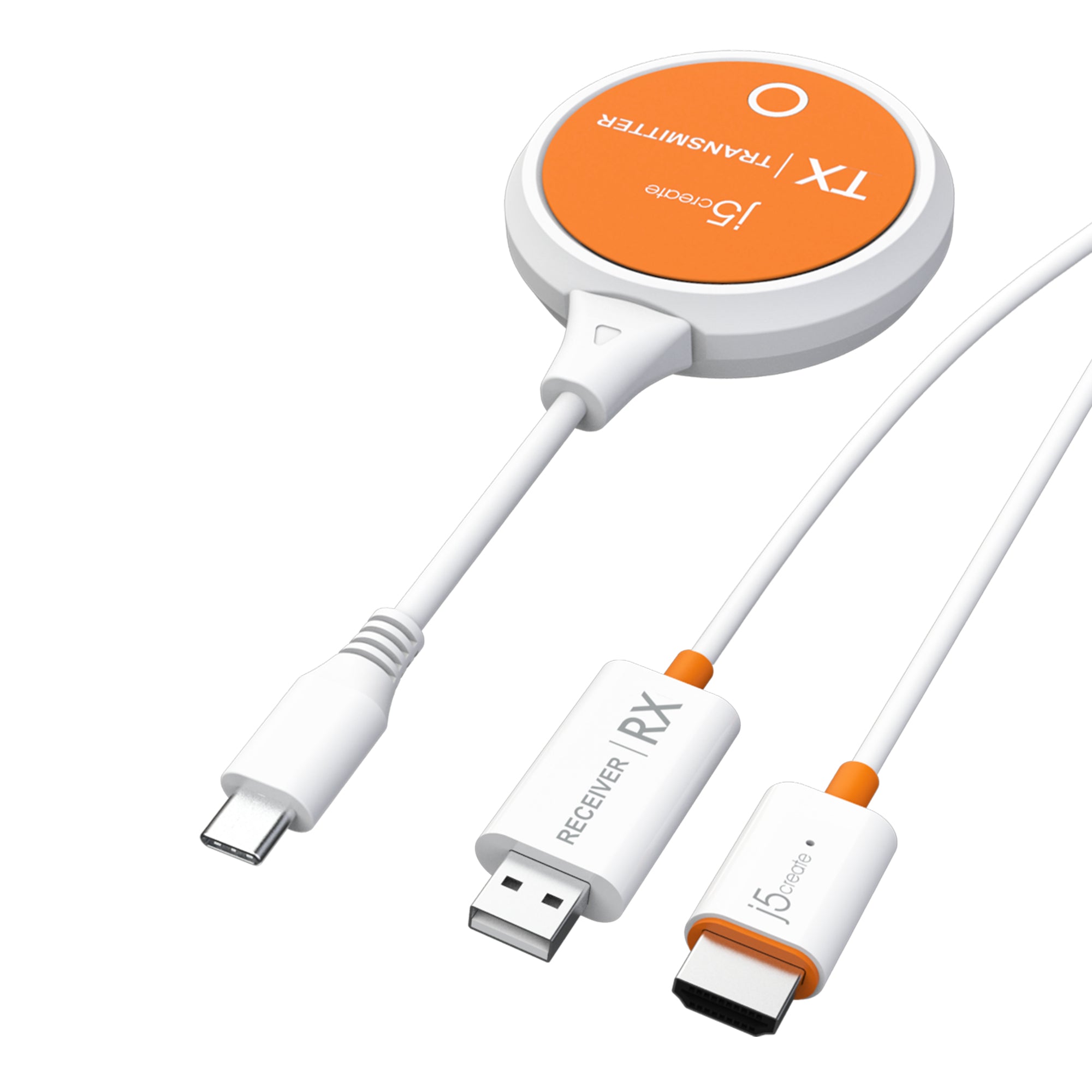 j5create JVAW62 ScreenCast USB-C® Wireless Display HDMI™ Extender, White and Orange  - AV & Photo - j5create