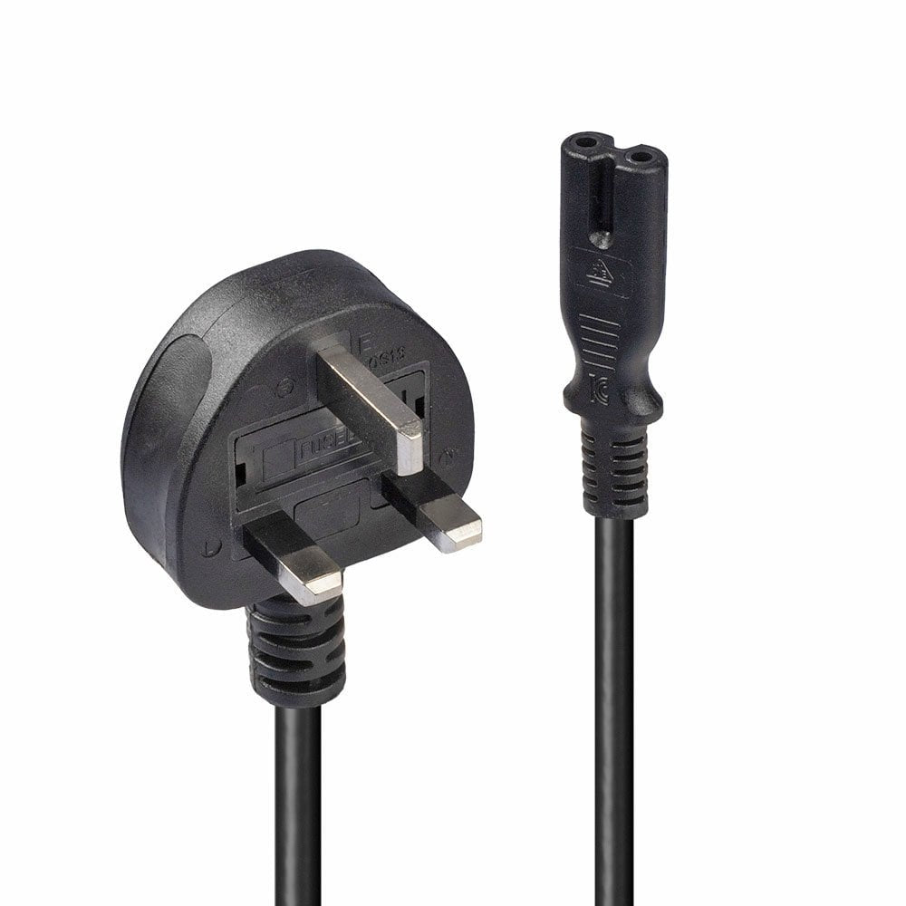 Lindy 2m UK 3 Pin Plug To IEC C7 Mains Power Cable, Black  - Computer Cables - Lindy