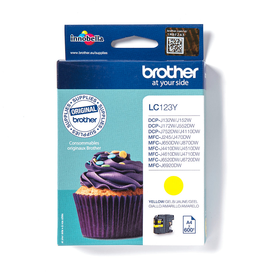 Brother LC-123Y Ink cartridge yellow, 600 pages ISO/IEC 24711 5,9ml for Brother DCP-J 132/MFC-J 4510/MFC-J 6920