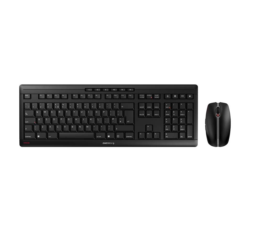 CHERRY STREAM DESKTOP, Wireless Keyboard & Mouse Set, Black, USB (QWERTY - UK)  - Data Input Devices - CHERRY