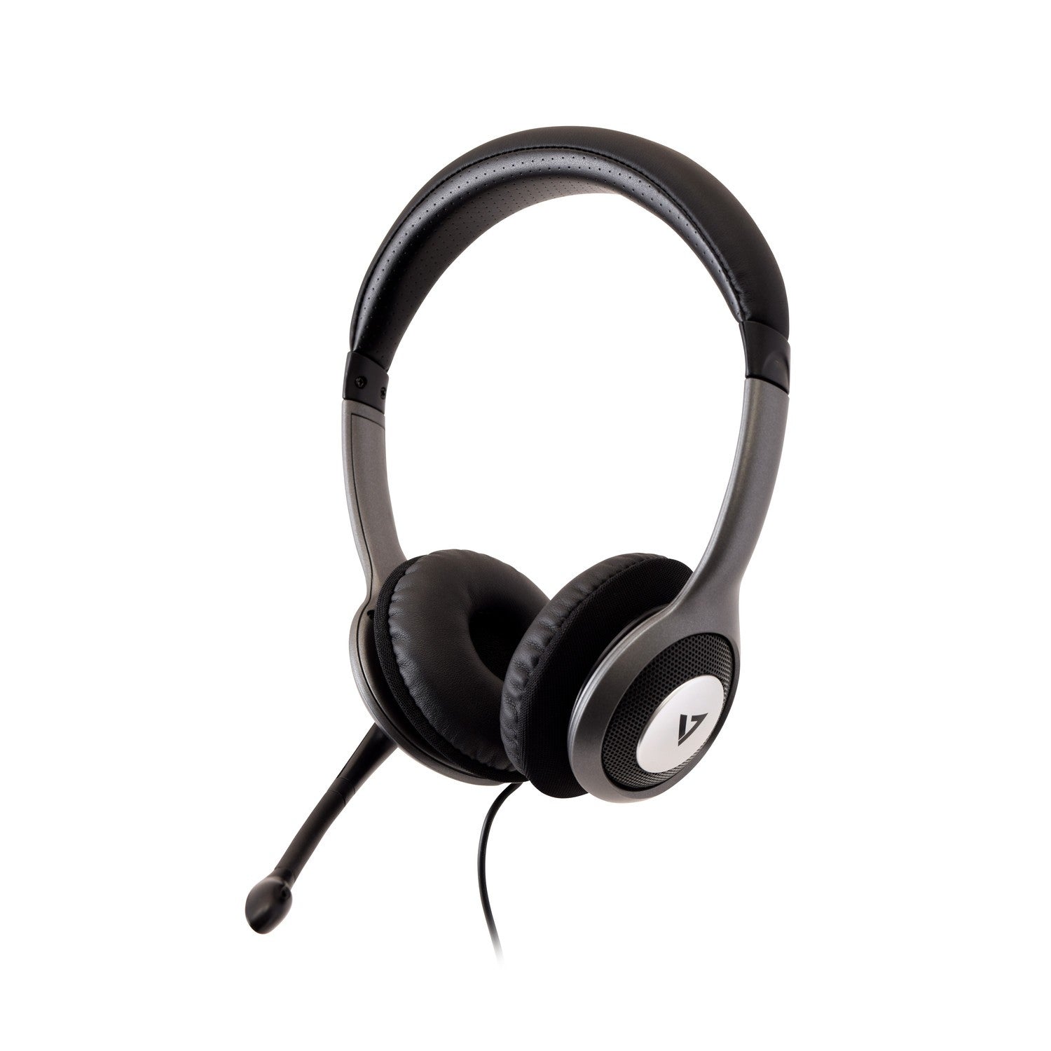 V7 HU521-2EP headphones/headset Wired Head-band Office/Call center Black, Silver