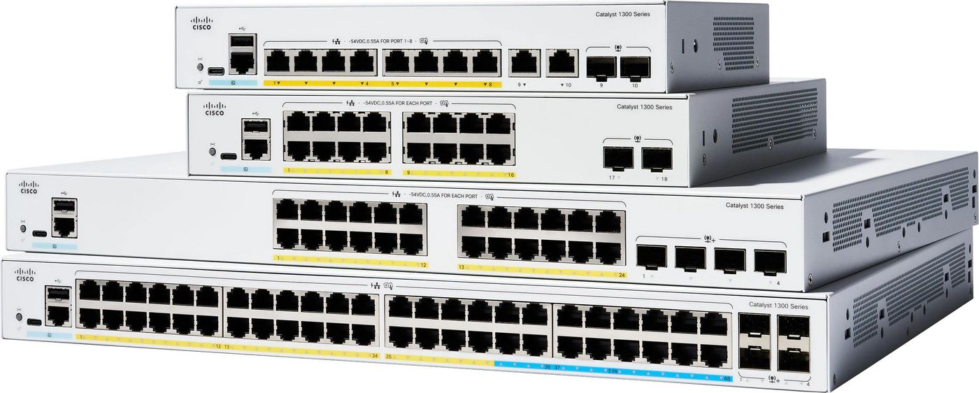 Cisco Catalyst 1300-8P-E-2G Managed Switch, 8 Port GE, PoE, Ext PS, 2x1GE Combo, Limited Lifetime Protection (C1300-8P-E-2G)  - Networking - Cisco