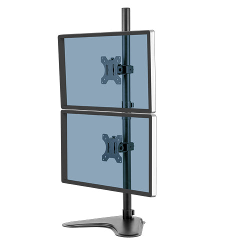 Fellowes Seasa Dual Stacking Monitor Arm - Freestanding Monitor Mount for 8KG 32 inch Screens - Ergonomic Adjustable Monitor Arm - Tilt 45° Pan 120° Rotation 360°, VESA 75 x 75/100 x 100 - Black  - Monitors & Accessories - Fellowes