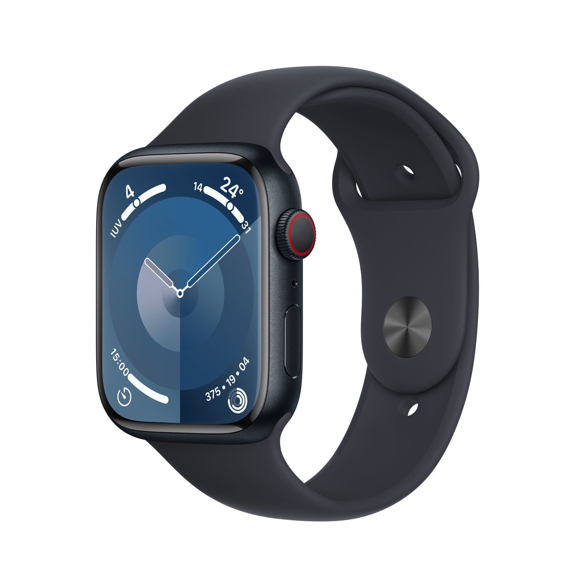 Apple Watch Series 9 GPS + Cellular 45mm Midnight Aluminium Case w/ Midnight Sport Band - S/M  - Telecom & Navigation - Apple