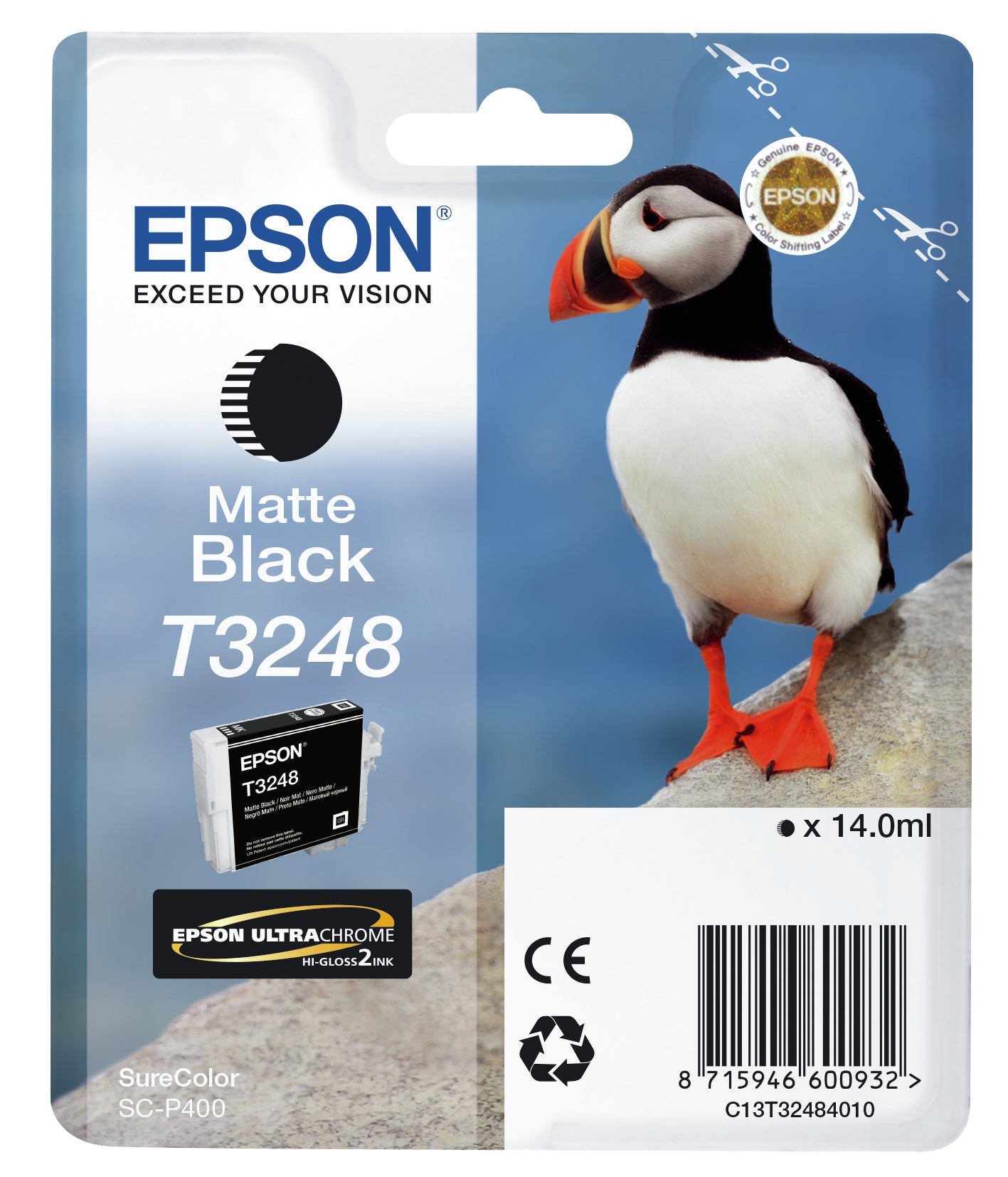 Epson C13T32484010/T3248 Ink cartridge black matt, 650 pages 14ml for Epson SC-P 400