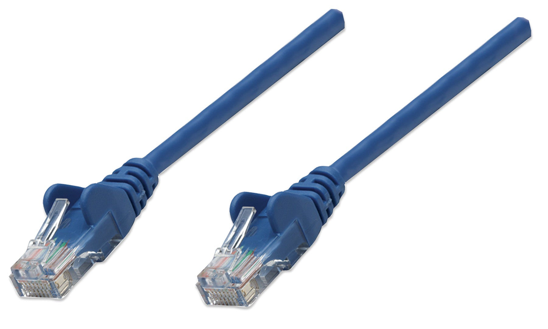 Intellinet Network Patch Cable, Cat5e, 10m, Blue, CCA, U/UTP, PVC, RJ45, Gold Plated Contacts, Snagless, Booted, Lifetime Warranty, Polybag