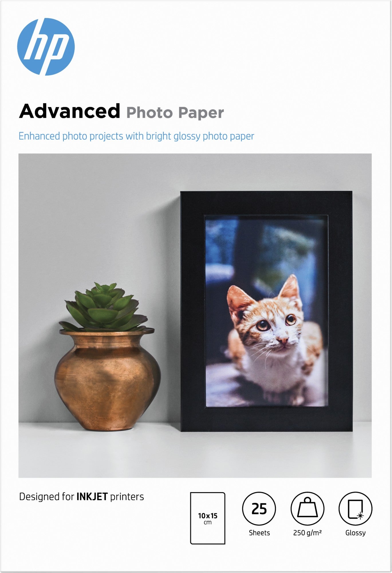 HP Advanced Photo Paper, Glossy, 250 g/m2, 10 x 15 cm (101 x 152 mm), 25 sheets