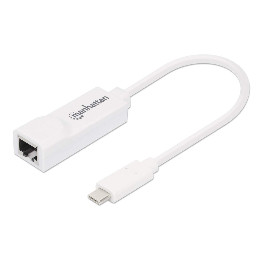 Manhattan USB-C to Gigabit (10/100/1000 Mbps) Network Adapter, White, Equivalent to US1GC30W, supports up to 2 Gbps full-duplex transfer speed, RJ45, Three Year Warranty, Blister  - Computer Components - Manhattan