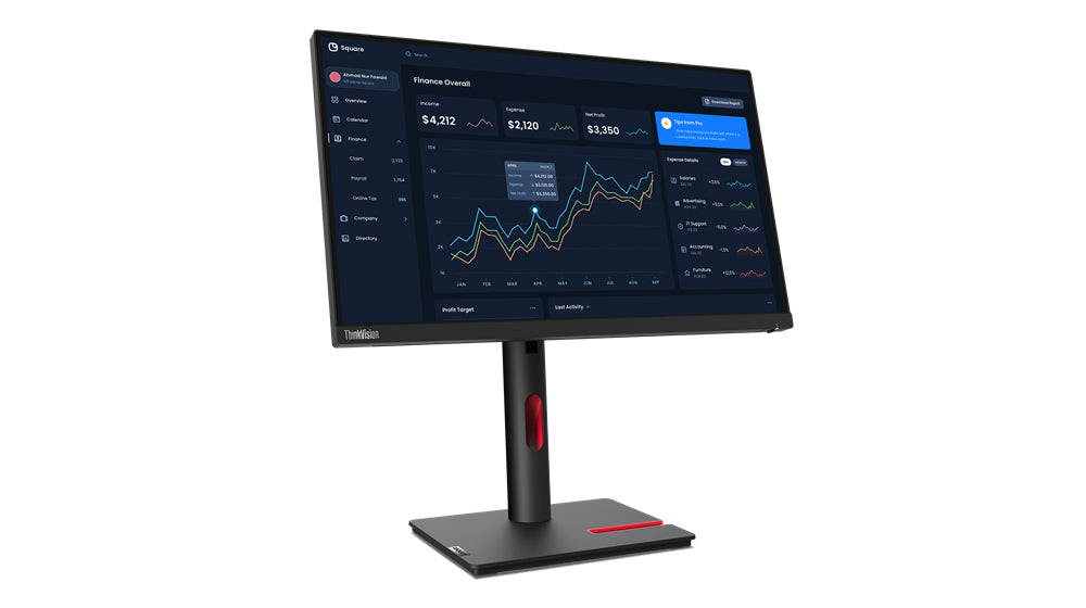 Lenovo ThinkVision T22i-30 LED display 54.6 cm (21.5") 1920 x 1080 pixels Full HD Black  - Monitors & Accessories - Lenovo