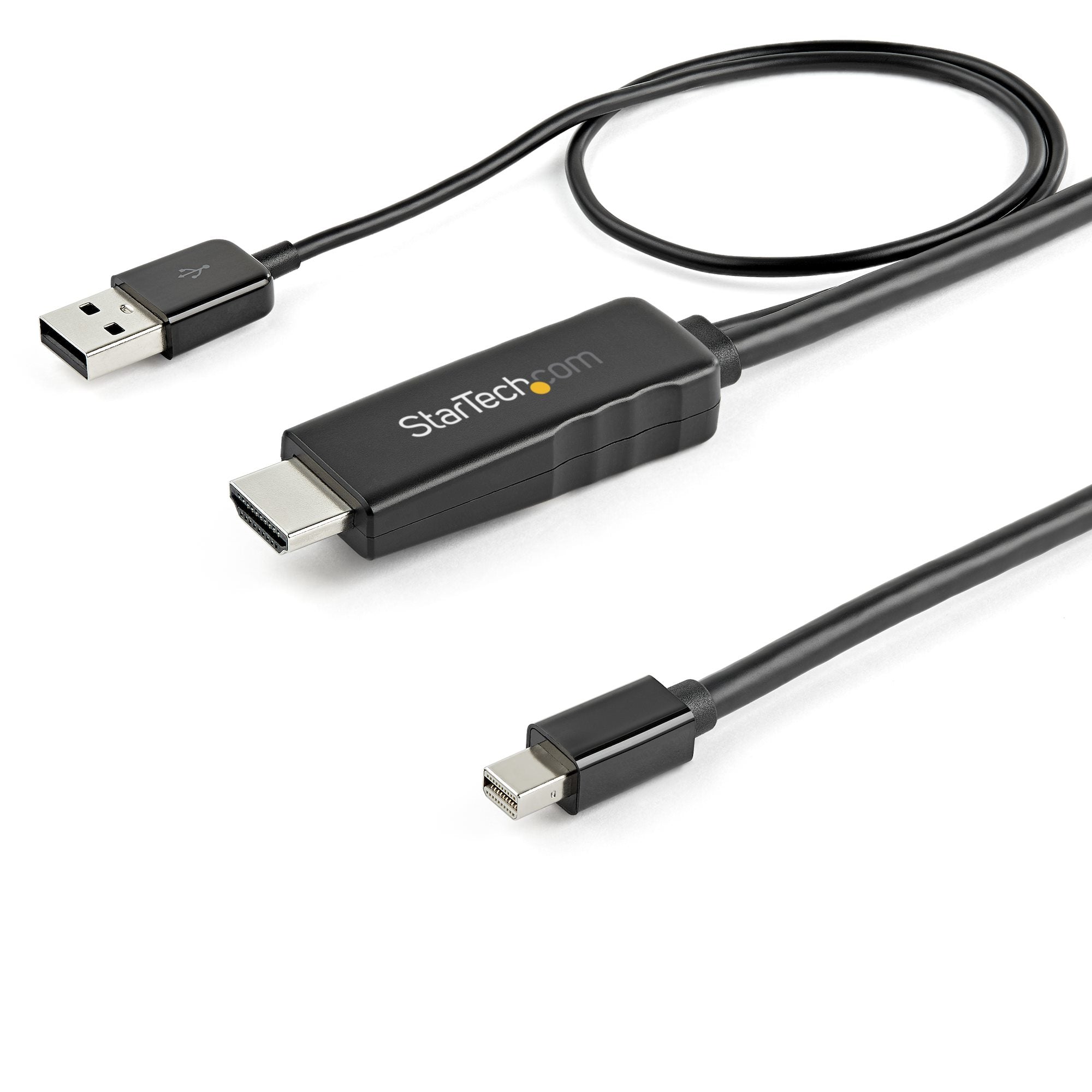 StarTech.com 3ft (1m) HDMI to Mini DisplayPort Cable 4K 30Hz - Active HDMI to mDP Adapter Converter Cable with Audio - USB Powered - Mac & Windows - Male to Male Video Adapter Cable