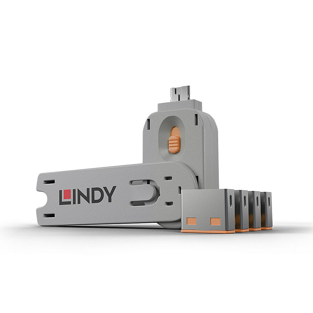 Lindy USB Port Blocker - Pack of 4 Colour Code: Orange  - Home - Lindy