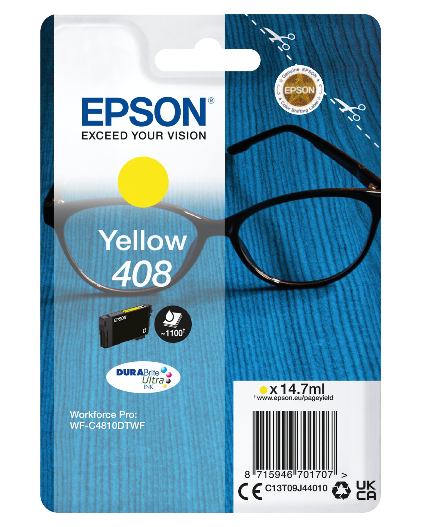 Epson C13T09J44010/408 Ink cartridge yellow, 1.1K pages ISO/IEC 24711 14.7ml for Epson WF-C 4810