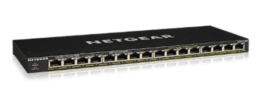 NETGEAR GS316P Unmanaged Gigabit Ethernet (10/100/1000) Power over Ethernet (PoE) Black  - Networking - Netgear