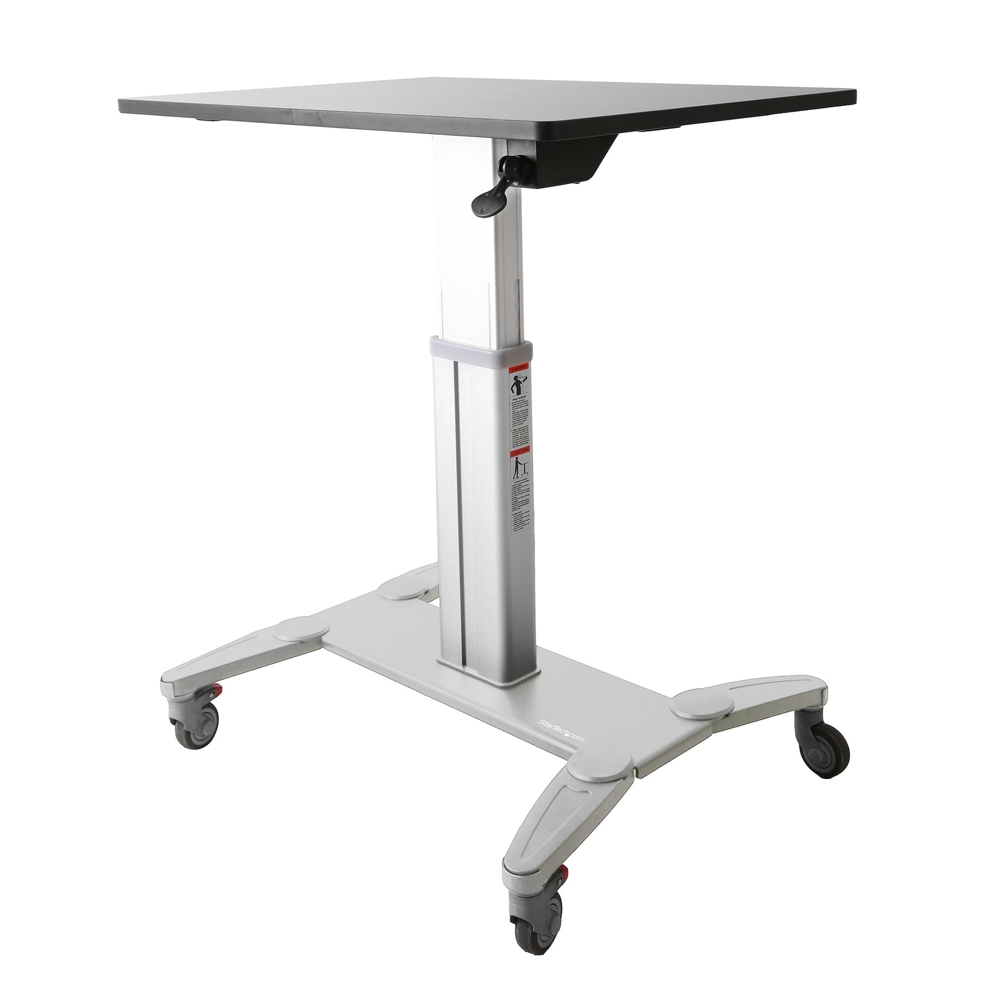 Mobile Standing Desk - Portable Sit Stand Ergonomic Height Adjustable Cart on Wheels - Rolling Computer/Laptop Workstation Table with Locking One-Touch Lift for Teacher/Student