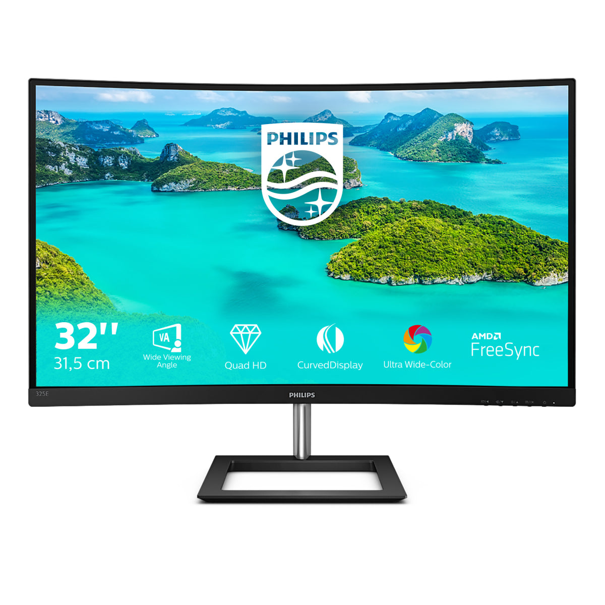 Philips E Line 325E1C/00 computer monitor 80 cm (31.5") 2560 x 1440 pixels Quad HD LCD Black  - Monitors & Accessories - Philips