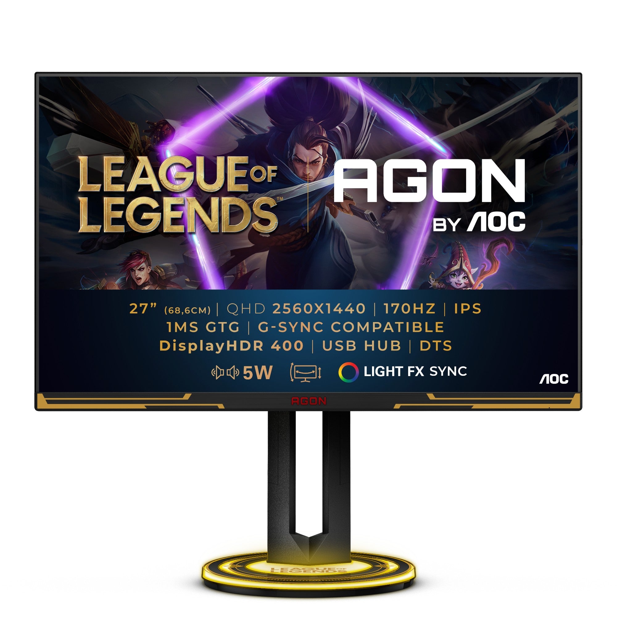 AOC AGON AG275QXL LED display 68.6 cm (27") 2560 x 1440 pixels Quad HD Black, Gold