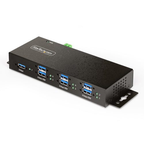 StarTech.com 5G7AINDRM-USB-A-HUB interface hub USB 3.2 Gen 1 (3.1 Gen 1) Type-B 5000 Mbit/s Black  - Computer Components - StarTech.com