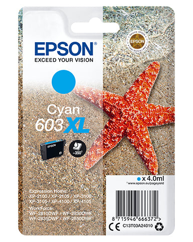 Epson C13T03A24010/603XL Ink cartridge cyan high-capacity, 350 pages 4ml for Epson XP 2100