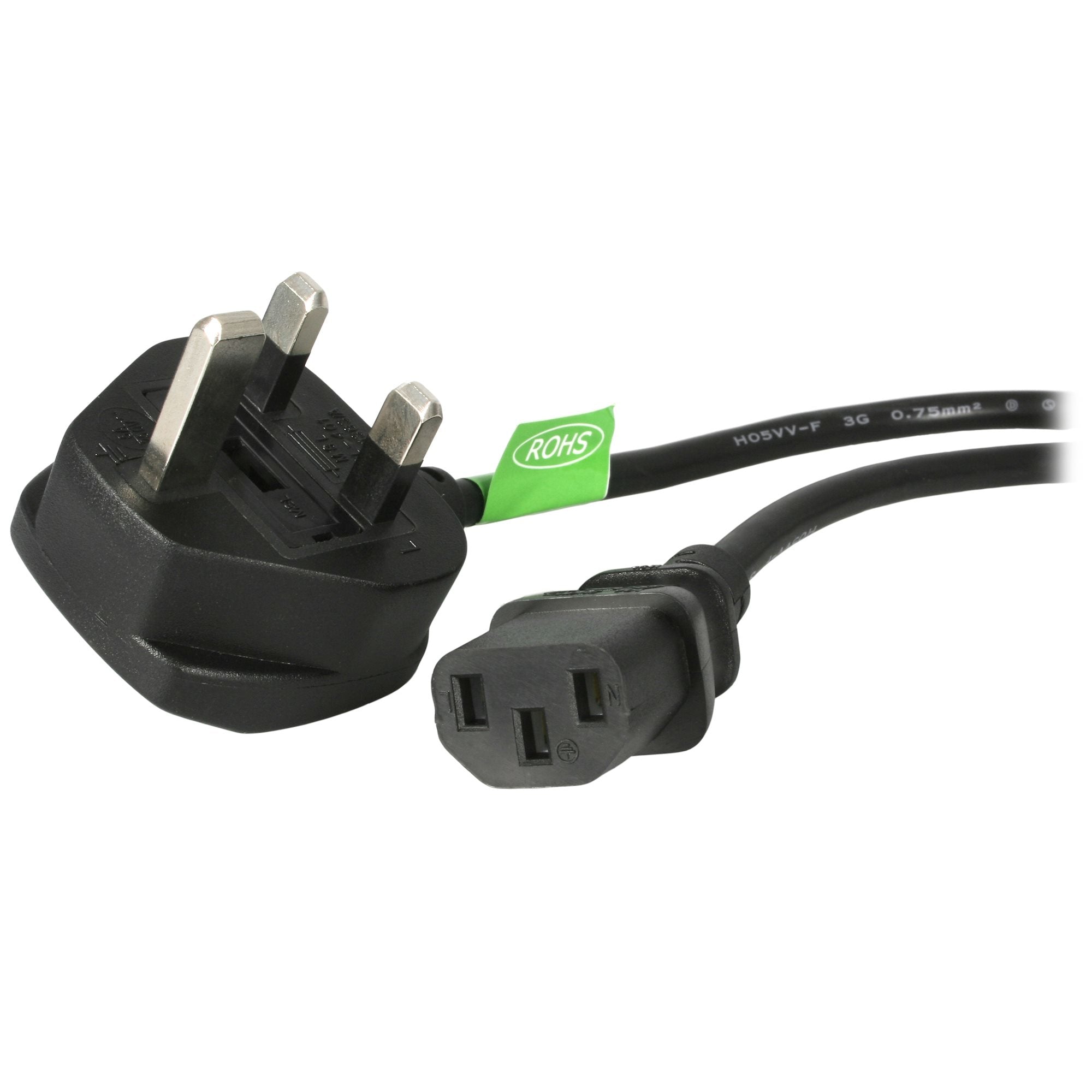 StarTech.com 3ft (1m) UK Computer Power Cable, BS 1363 to C13, 18AWG, 10A 250V, Replacement AC Power Cord, Kettle Lead / UK Power Cord, PC Power Supply Cable, TV Power Cable  - Computer Cables - StarTech.com