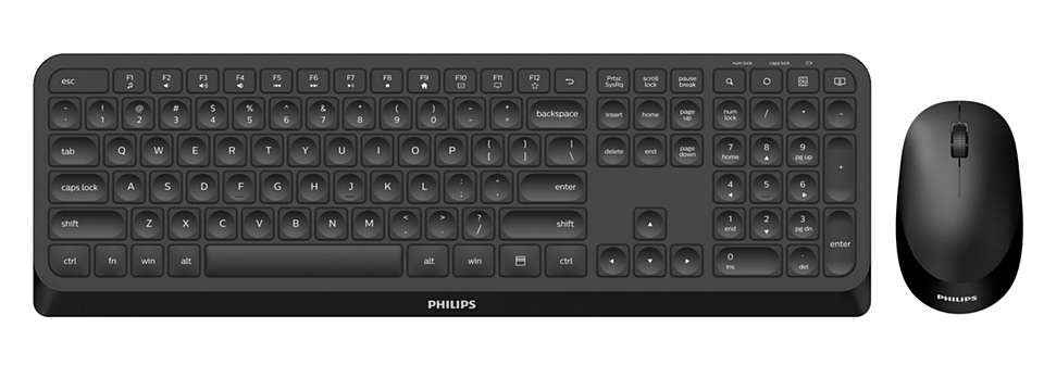 Philips 3000 series SPT6307B/40 keyboard Mouse included Universal RF Wireless QWERTY English Black