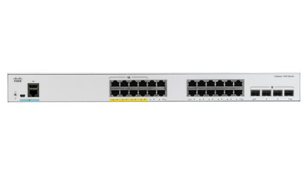 Cisco Catalyst 1000-24T-4G-L Network Switch, 24 Gigabit Ethernet (GbE) Ports, four 1 G SFP Uplink Ports, Fanless Operation, Enhanced Limited Lifetime Warranty (C1000-24T-4G-L)