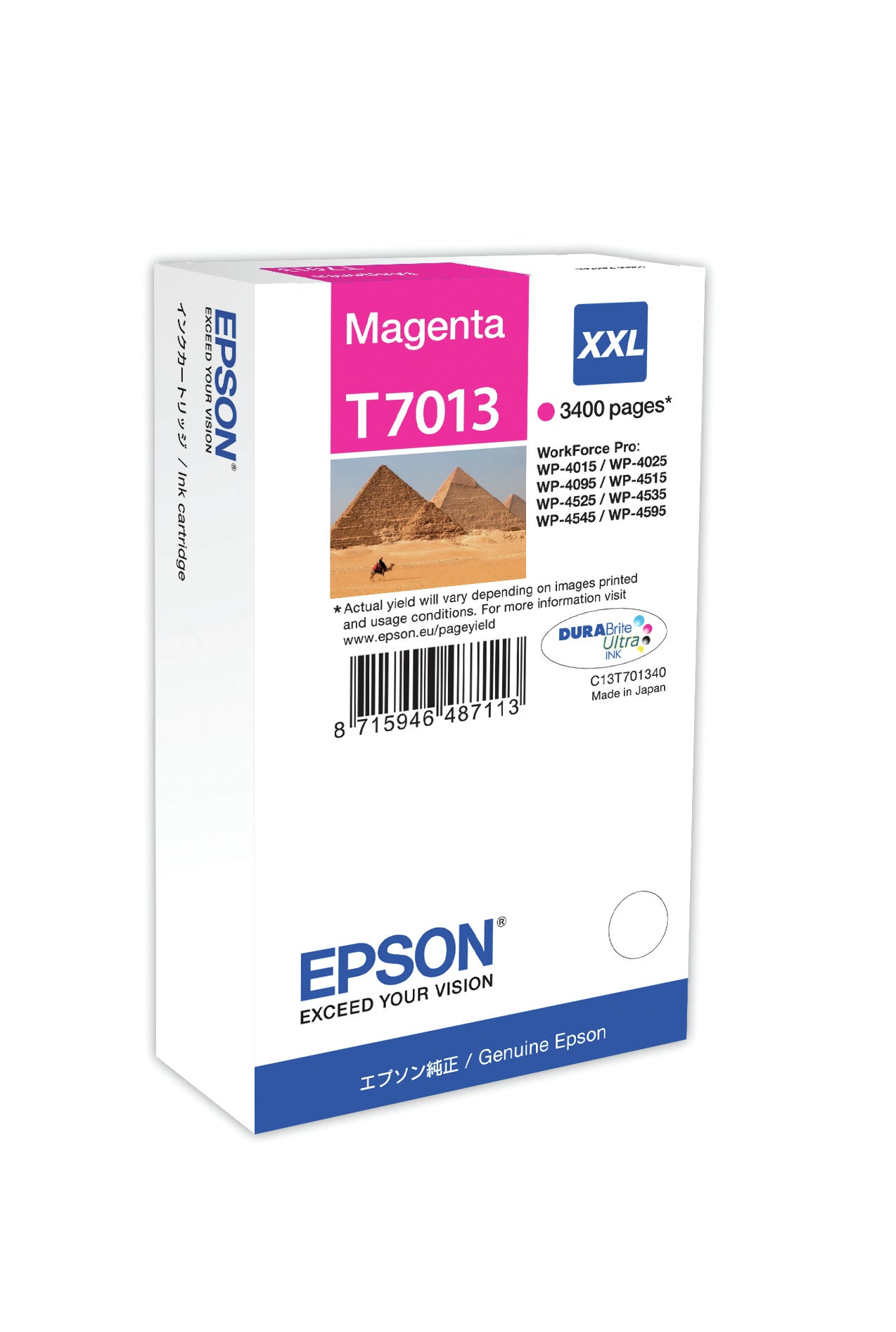 Epson C13T70134010/T7013 Ink cartridge magenta XXL, 3.4K pages ISO/IEC 24711 34,2ml for Epson WP 4015