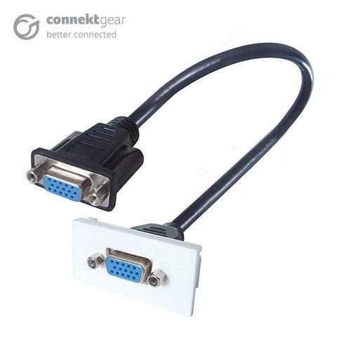 connektgear 0.25m AV Snap-In VGA Module 25 x 50mm - Socket to Socket - White  - Wiring Devices & Accessories - connektgear