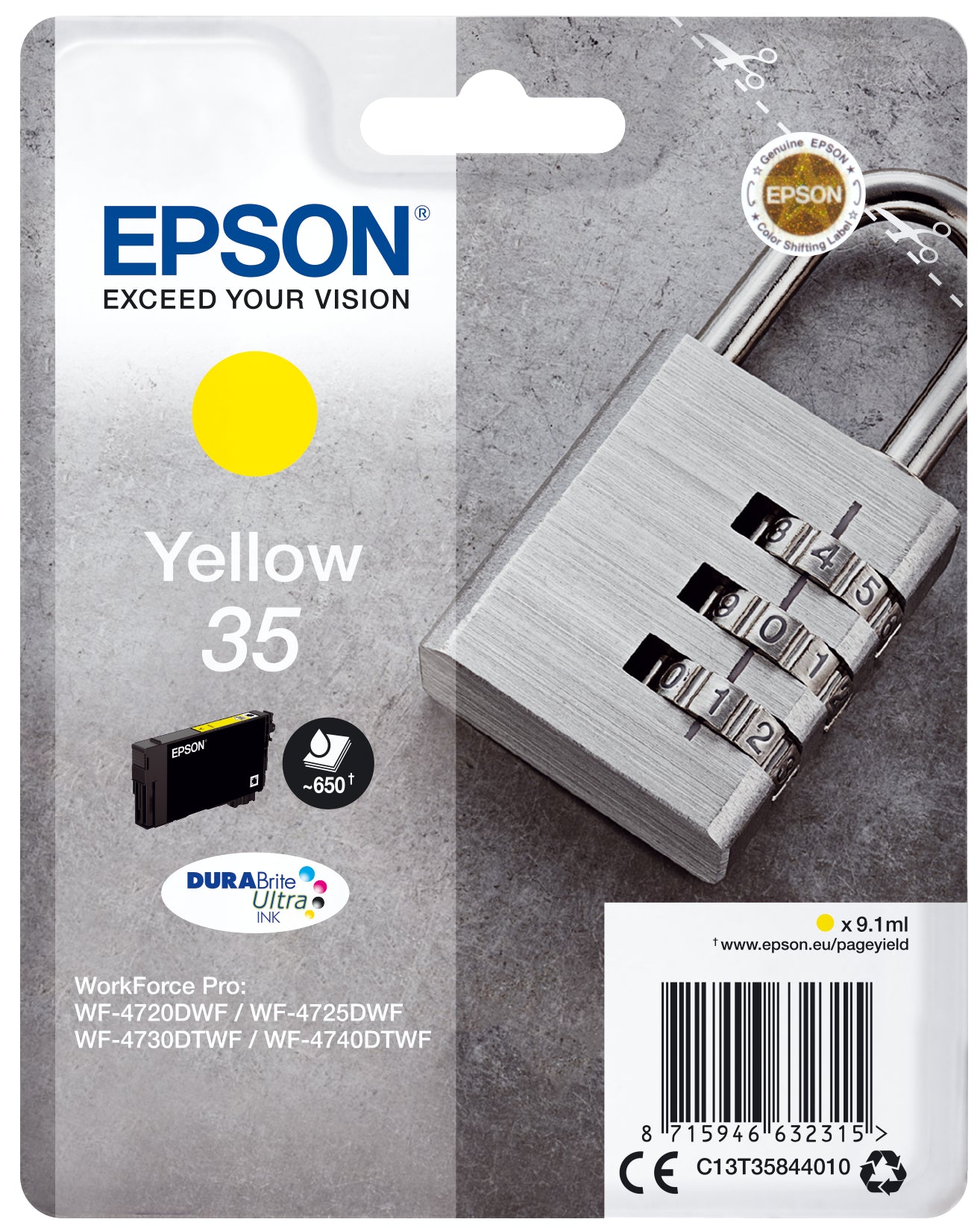 Epson C13T35844010/35 Ink cartridge yellow, 650 pages 9,1ml for Epson WF-4720