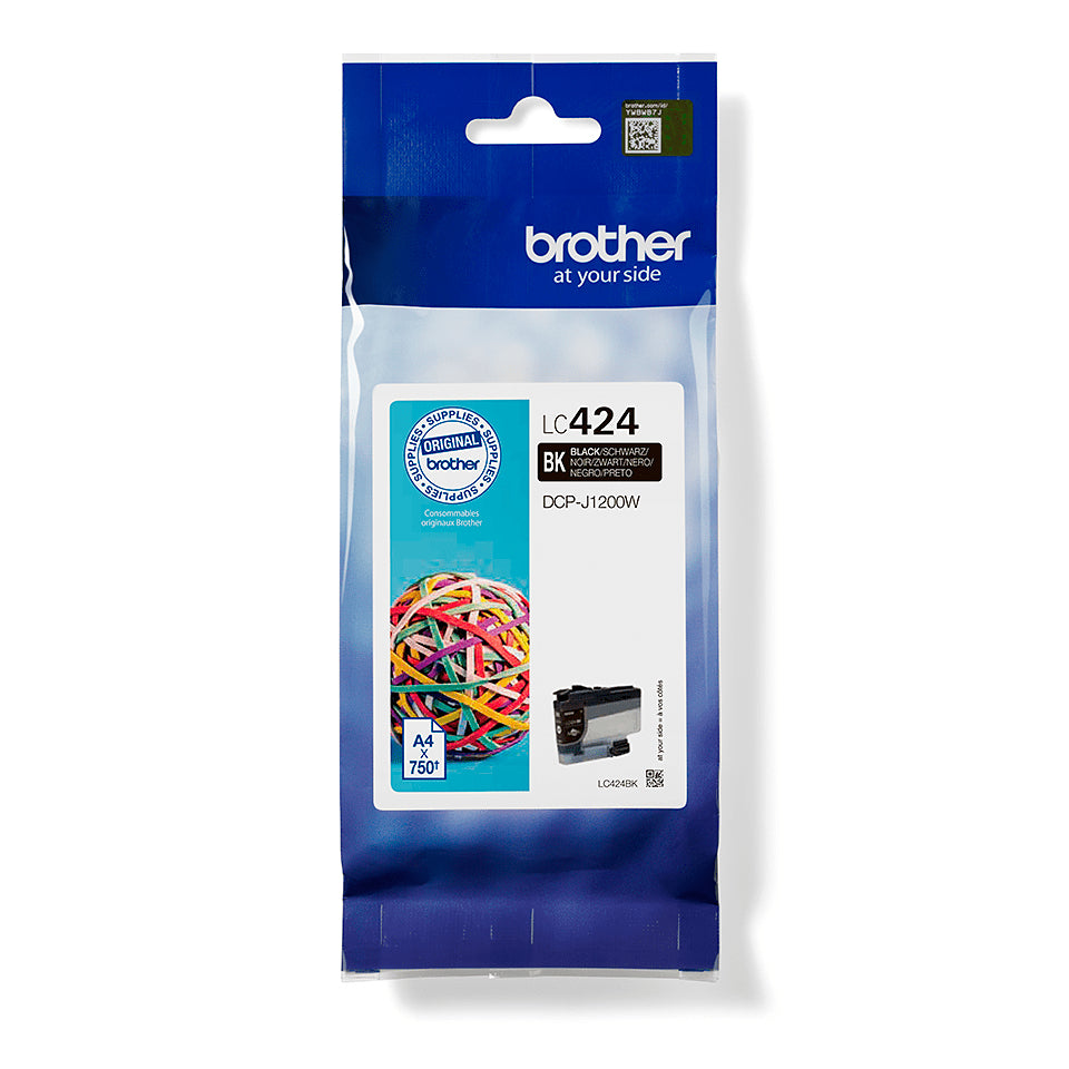 Brother LC-424BK Ink cartridge black, 750 pages ISO/IEC 19752 for Brother DCP-J 1200