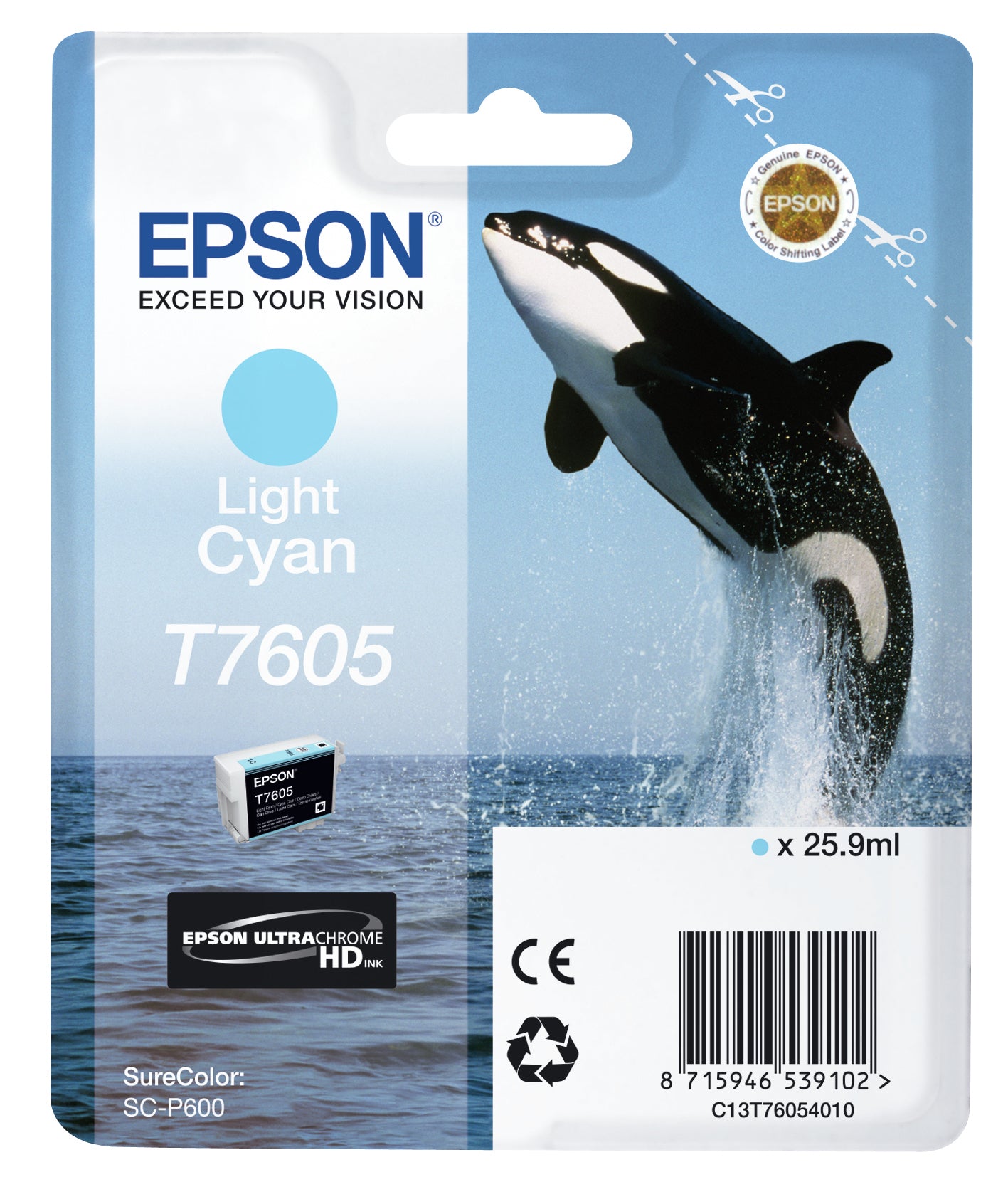 Epson C13T76054010/T7605 Ink cartridge light cyan, 2.4K pages 25,9ml for Epson SC-P 600