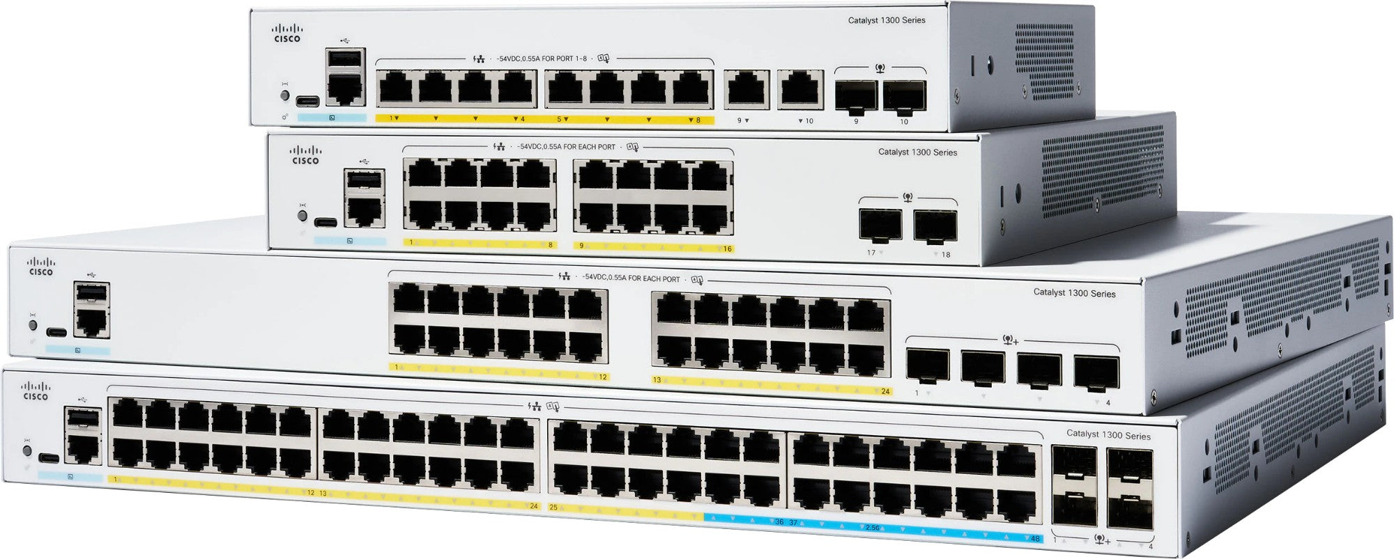 Cisco Catalyst 1300-24P-4X Managed Switch, 24 Port GE, PoE, 4x10GE SFP+, Limited Lifetime Protection (C1300-24P-4X)  - Networking - Cisco