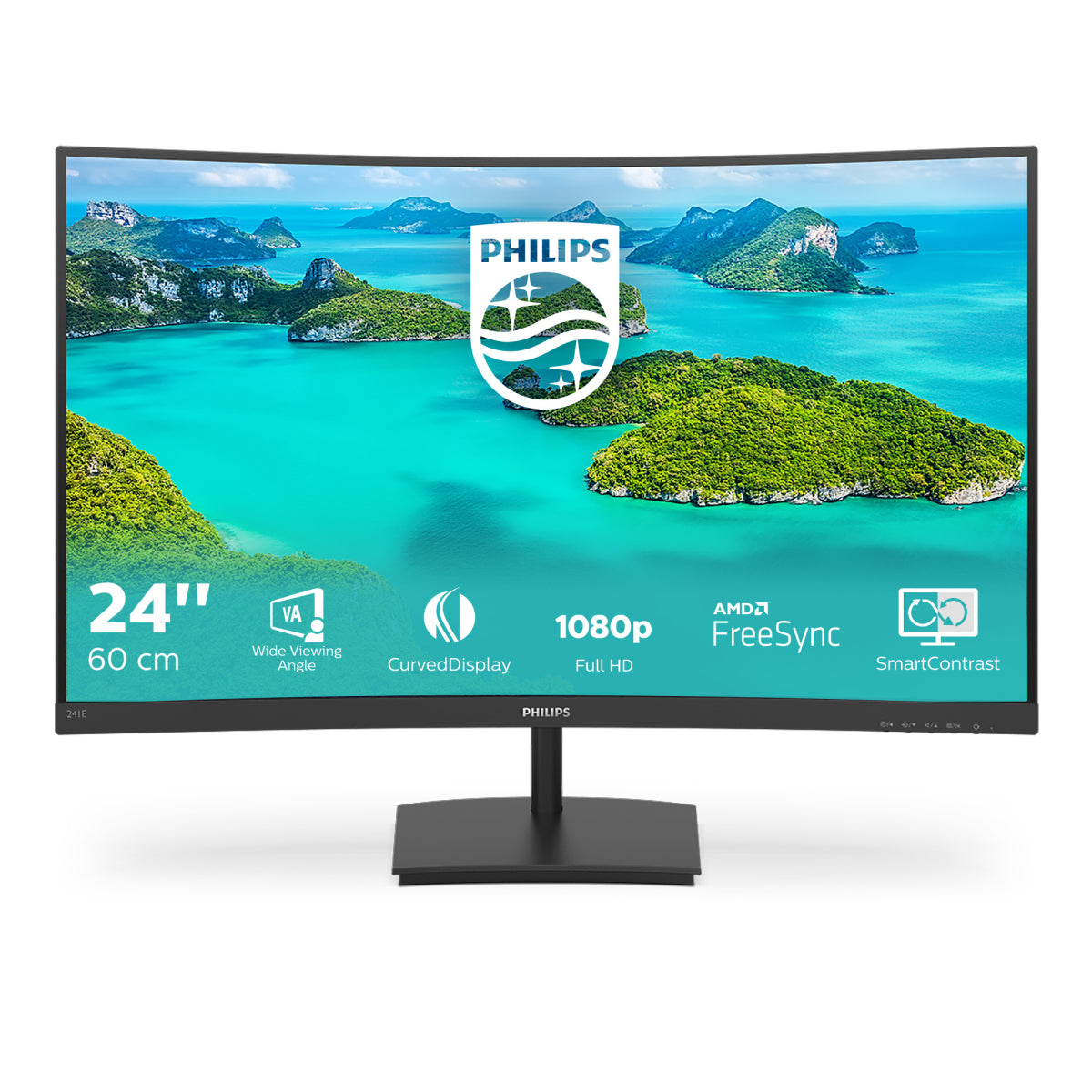 Philips E Line 241E1SCA/00 computer monitor 59.9 cm (23.6") 1920 x 1080 pixels Full HD LCD Black  - Monitors & Accessories - Philips