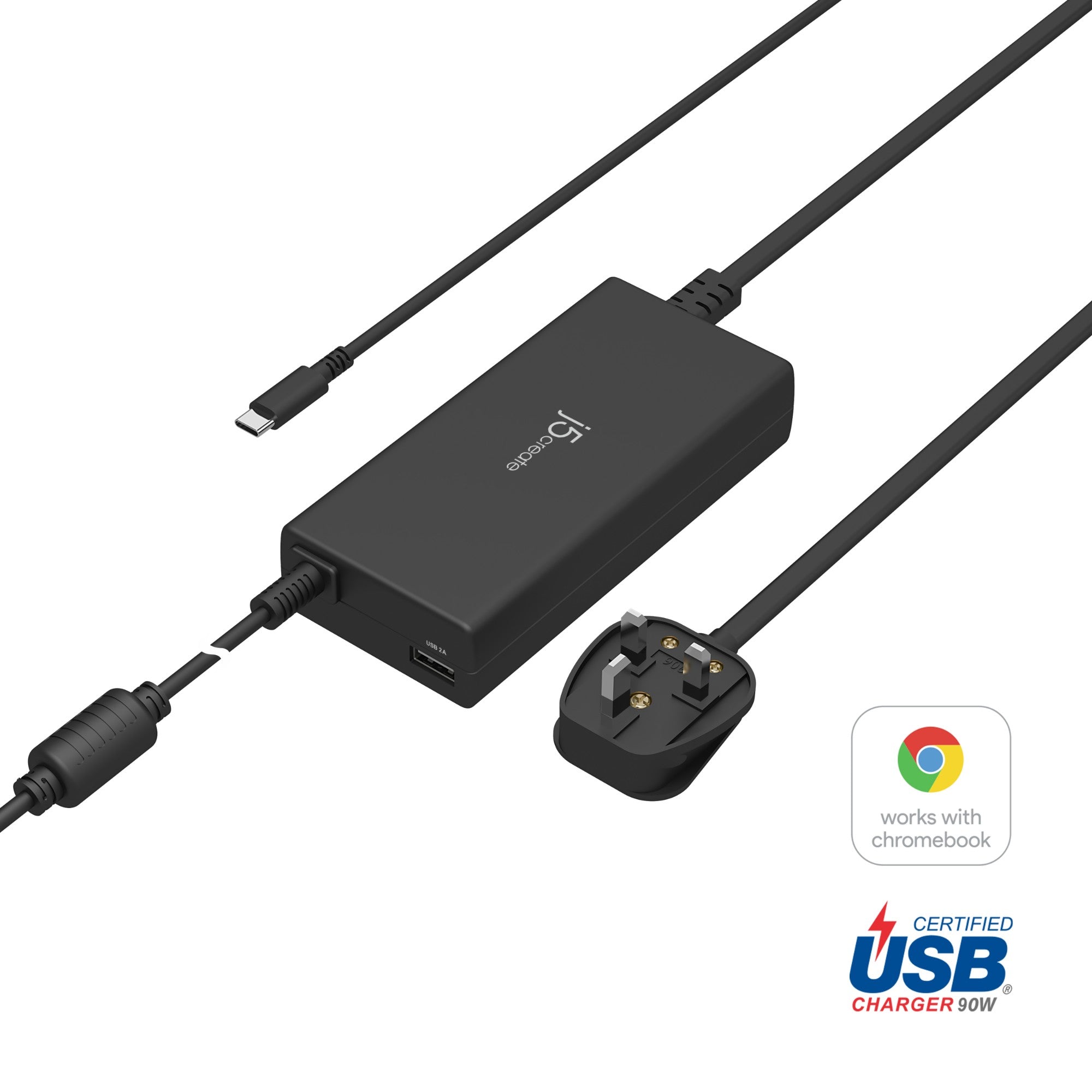 j5create JUP2290C-FN 100W PD USB-C® Super Charger - UK, Black, includes 1.2 m cable  - Batteries & Power Supplies - j5create