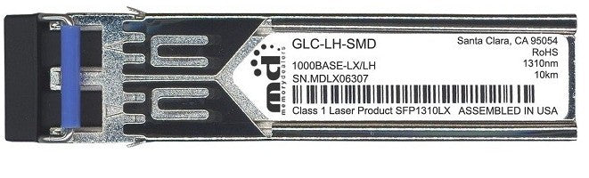 Cisco 1000BASE- LX/LH SFP Module for Gigabit Ethernet Deployments, Hot Swappable, 5-Year Standard Warranty (GLC-LH-SMD=)