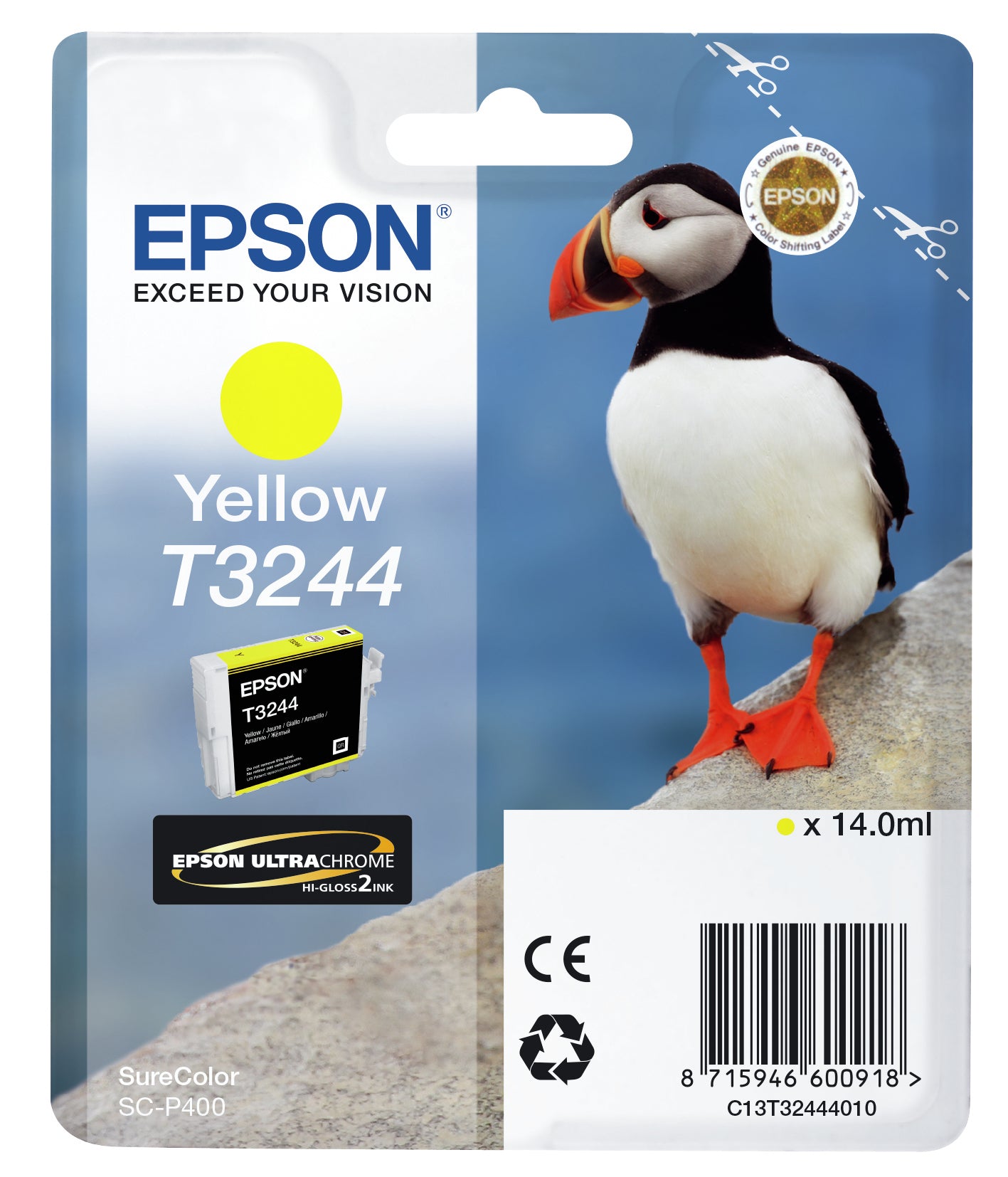 Epson C13T32444010/T3244 Ink cartridge yellow, 980 pages 14ml for Epson SC-P 400