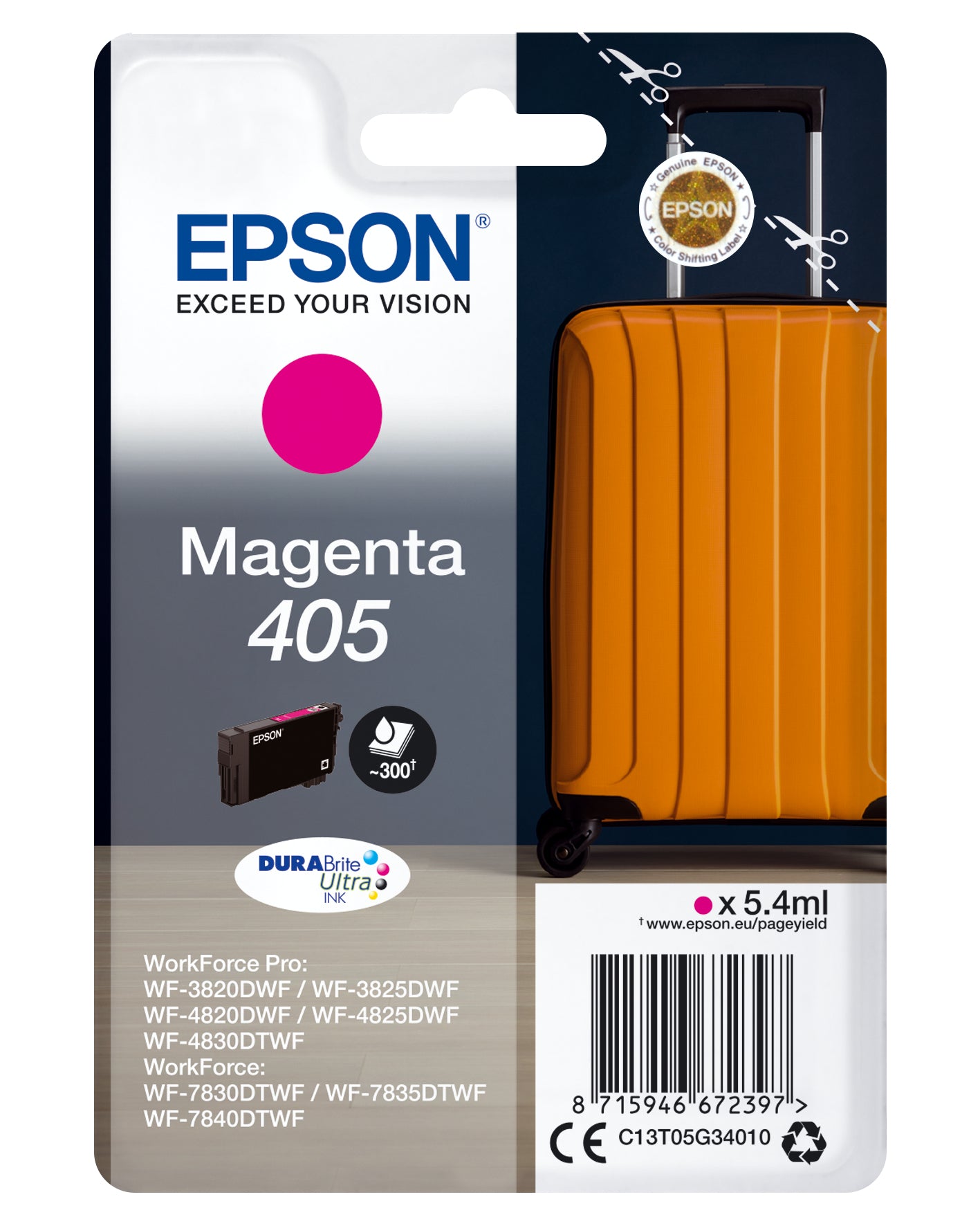 Epson C13T05G34010/405 Ink cartridge magenta, 300 pages 5.4ml for Epson WF-3820/7830