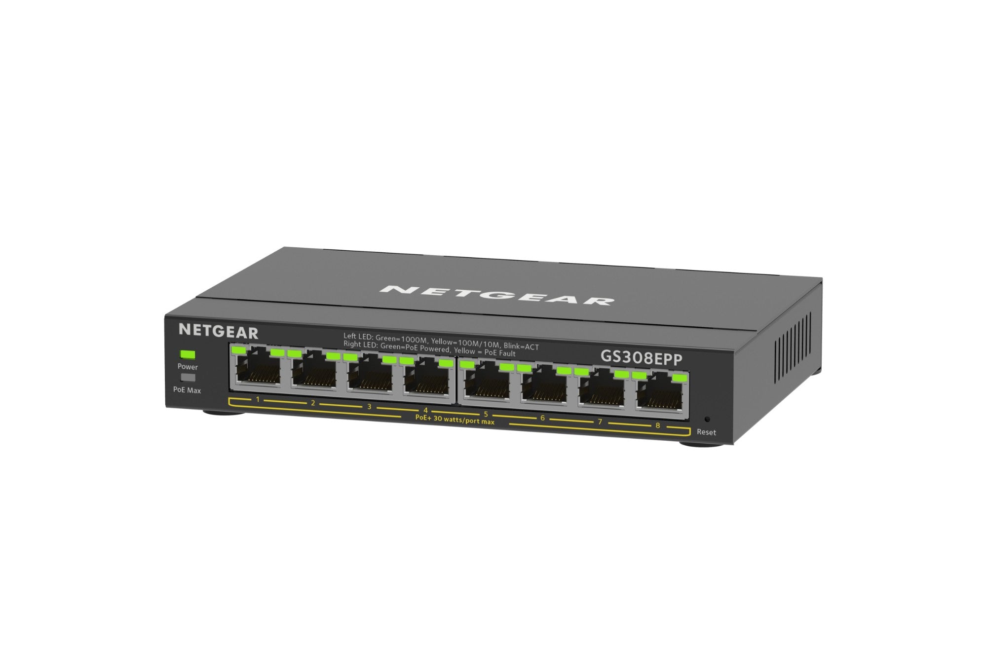 NETGEAR GS308EPP Managed L2/L3 Gigabit Ethernet (10/100/1000) Power over Ethernet (PoE) Black  - Networking - Netgear