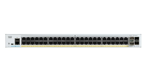 Cisco Catalyst 1000-48P-4G-L Network Switch, 48 Gigabit Ethernet (GbE) PoE+ Ports, 370W PoE Budget, four 1 G SFP Uplink Ports, Enhanced Limited Lifetime Warranty (C1000-48P-4G-L)