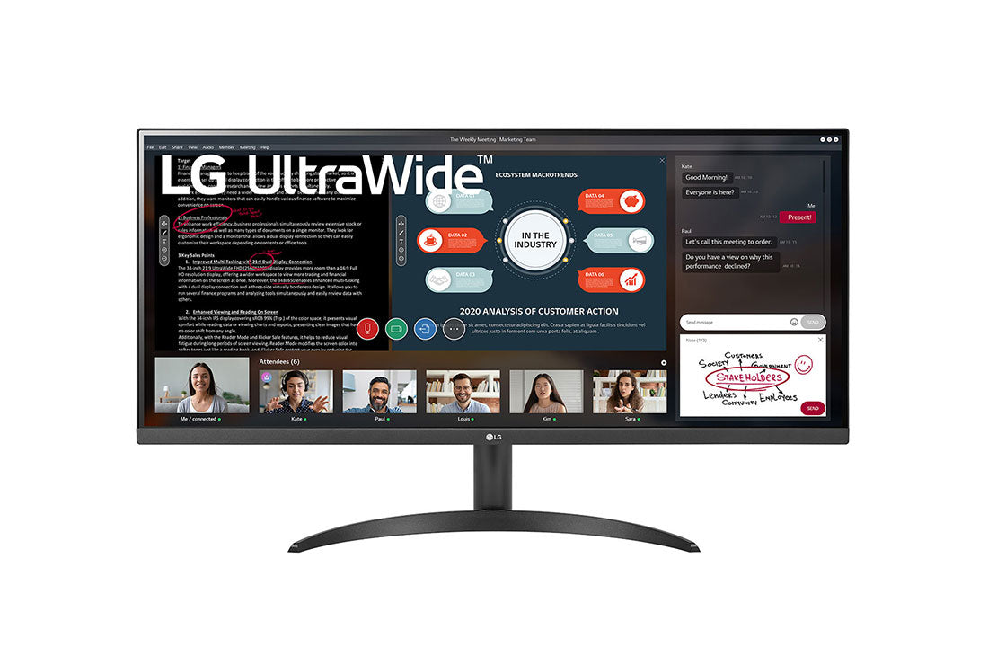LG 34WP500-B computer monitor 86.4 cm (34") 2560 x 1080 pixels UltraWide Full HD LED Black